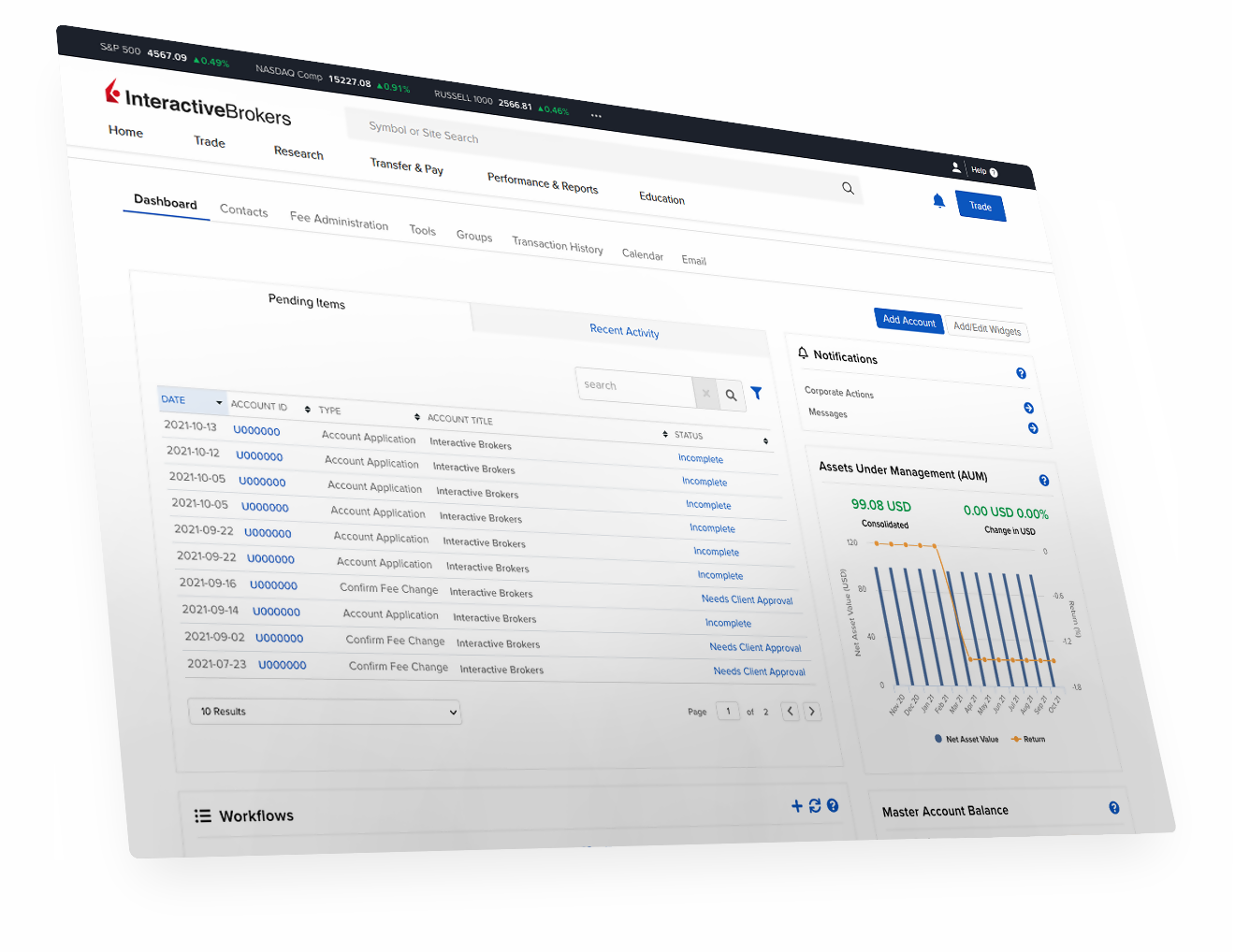 Advisor Portal dashboard